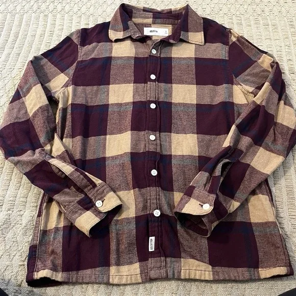 Hollister Shirts Hollister Mens S Plaid Maroon Flannel Long